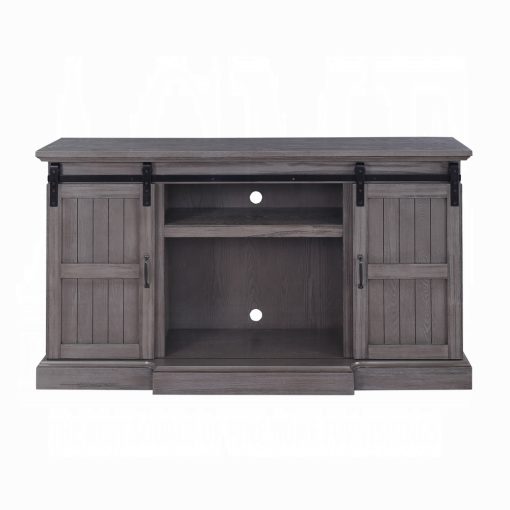 Acme Admon Gray Oak Tv Stand with Fireplace - Image 4