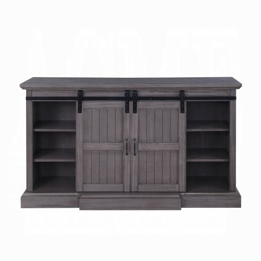 Acme Admon Gray Oak Tv Stand with Fireplace - Image 5