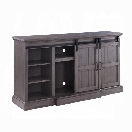 Acme Admon Gray Oak Tv Stand with Fireplace - Image 6