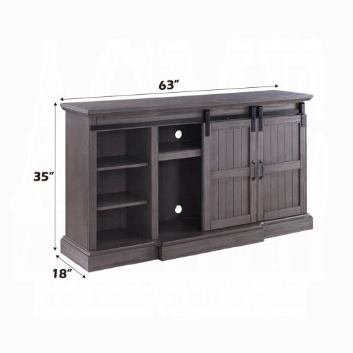 Acme Admon Gray Oak Tv Stand with Fireplace - Image 7