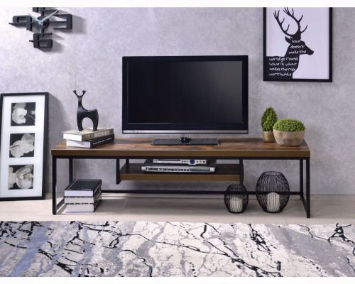 Acme Bob Weathered Oak & Black Metal Tv Stand