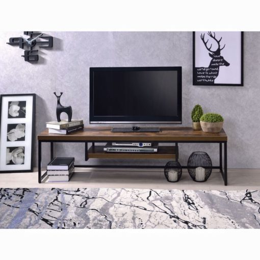 Acme Bob Weathered Oak & Black Metal Tv Stand