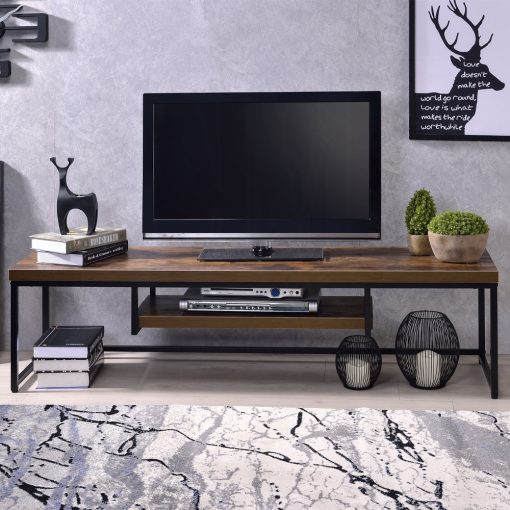 Acme Bob Weathered Oak & Black Metal Tv Stand - Image 6