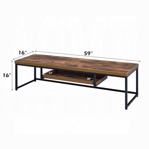 Acme Bob Weathered Oak & Black Metal Tv Stand - Image 11