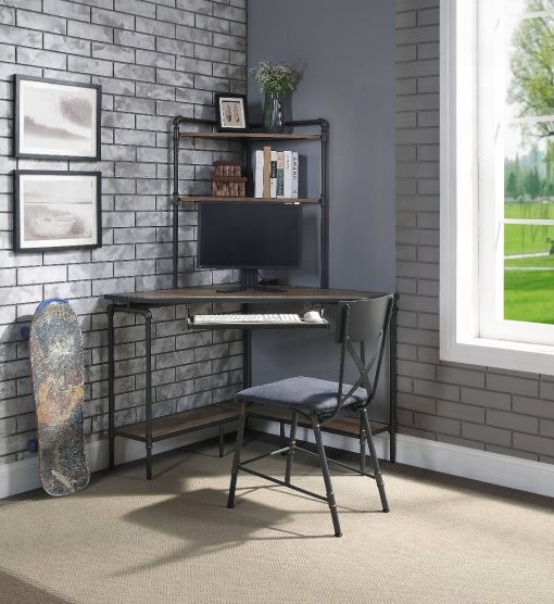 Acme Brantley Antique Oak & Sandy Gray Office Chair - Image 2