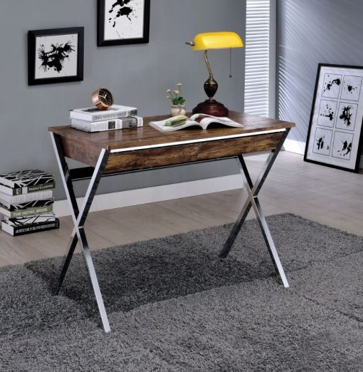 Acme Callers Weathered Oak & Chrome Writing Desk