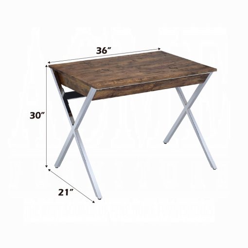Acme Callers Weathered Oak & Chrome Writing Desk - Image 2