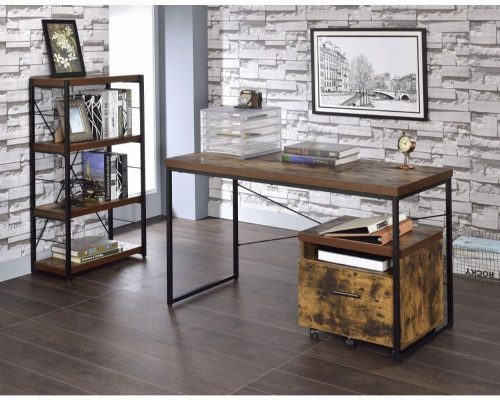 Acme Bob Weathered Oak & Black Writing Desk