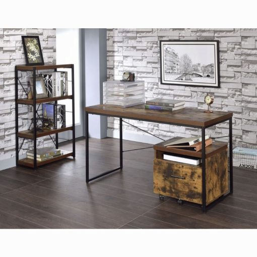 Acme Bob Weathered Oak & Black Writing Desk