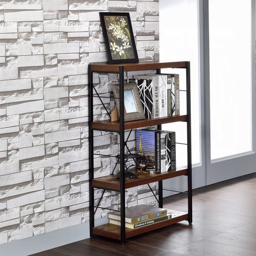 Acme Bob Weathered Oak & Black Bookshelf