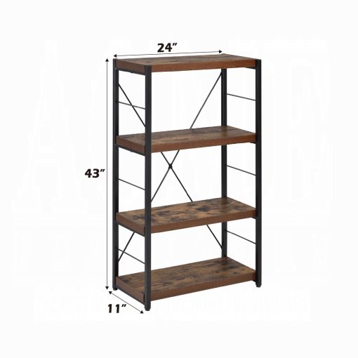 Acme Bob Weathered Oak & Black Bookshelf - Image 6