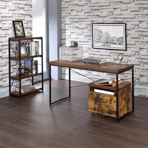 Acme Bob Weathered Oak & Black Bookshelf - Image 5