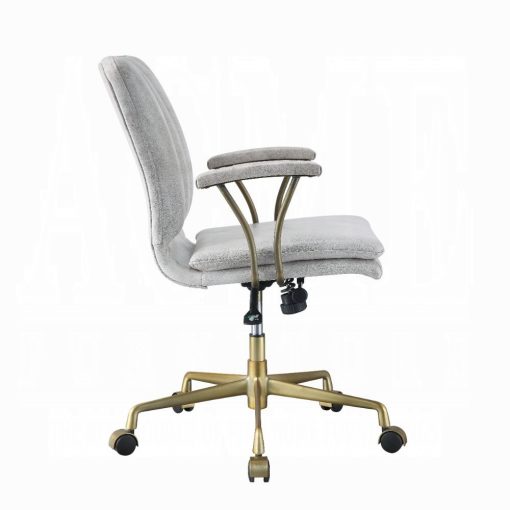 Acme Damir Vintage White Top Grain Leather & Chrome Office Chair - Image 4