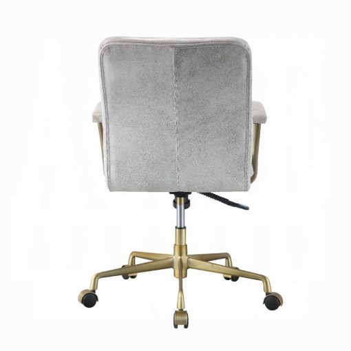 Acme Damir Vintage White Top Grain Leather & Chrome Office Chair - Image 5