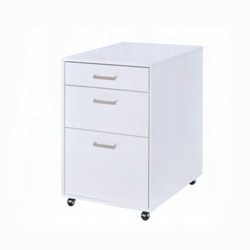 Acme Coleen White High Gloss & Chrome File Cabinet - Image 2