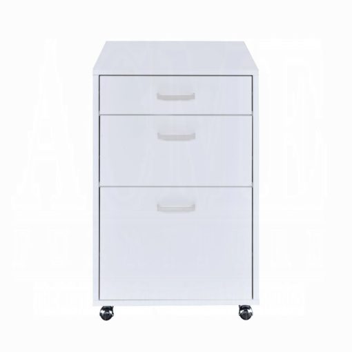 Acme Coleen White High Gloss & Chrome File Cabinet - Image 3