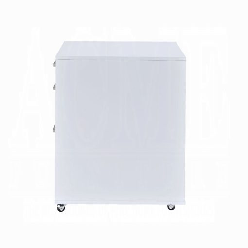 Acme Coleen White High Gloss & Chrome File Cabinet - Image 4