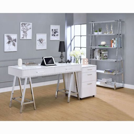 Acme Coleen White High Gloss & Chrome File Cabinet - Image 6