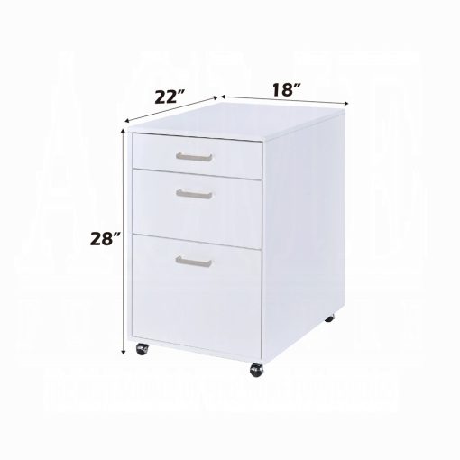 Acme Coleen White High Gloss & Chrome File Cabinet - Image 7