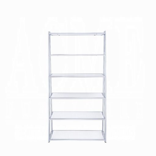 Acme Coleen White High Gloss & Chrome Bookshelf - Image 3