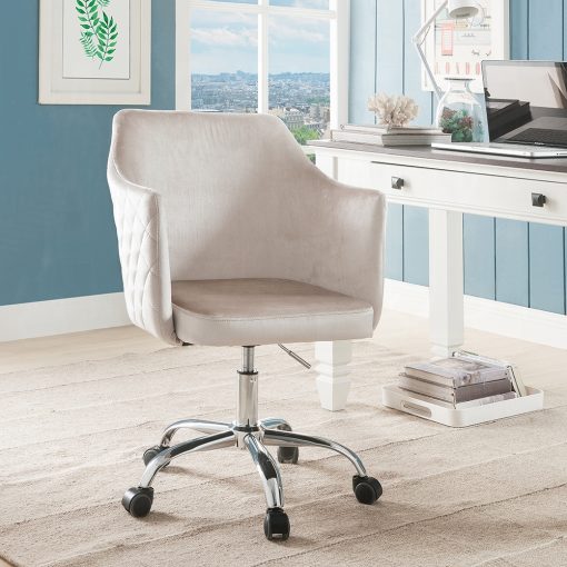 Acme Cosgair Champagne Velvet & Chrome Office Chair