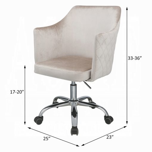 Acme Cosgair Champagne Velvet & Chrome Office Chair - Image 6
