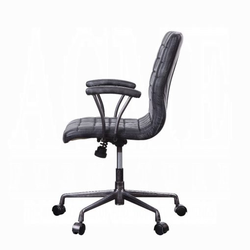Acme Barack Vintage Black Top Grain Leather & Aluminum Office Chair - Image 4