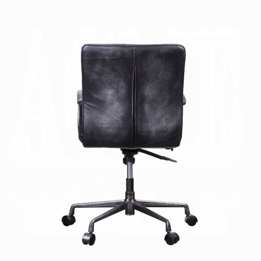 Acme Barack Vintage Black Top Grain Leather & Aluminum Office Chair - Image 5