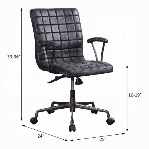 Acme Barack Vintage Black Top Grain Leather & Aluminum Office Chair - Image 6