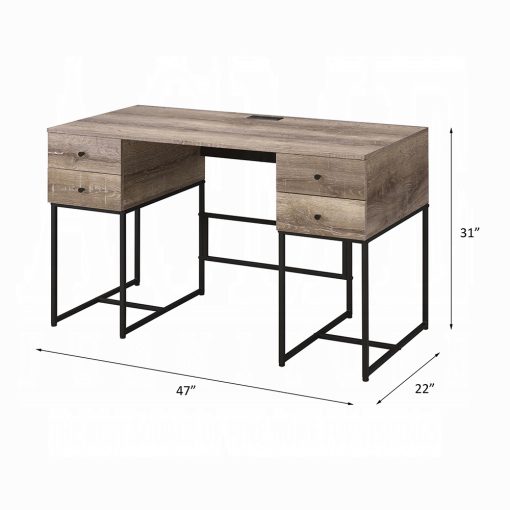 Acme Desirre Rustic Oak & Black Writing Desk with USB - Image 7