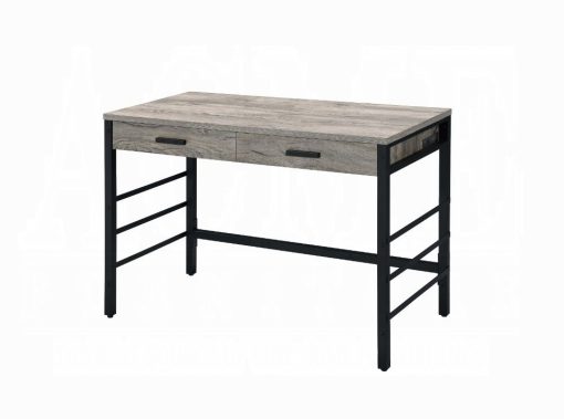 Acme Disho Light Weathered Oak & Black Writing Desk with USB - Image 2