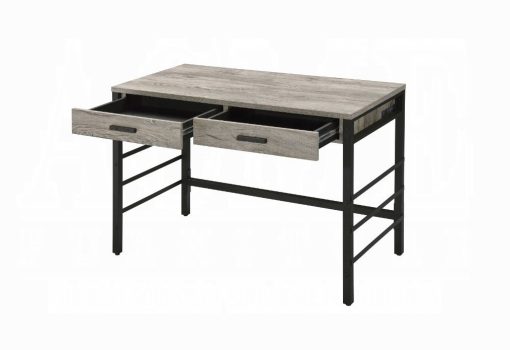 Acme Disho Light Weathered Oak & Black Writing Desk with USB - Image 3