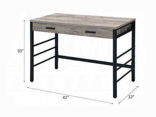Acme Disho Light Weathered Oak & Black Writing Desk with USB - Image 9