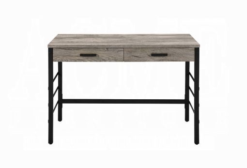 Acme Disho Light Weathered Oak & Black Writing Desk with USB - Image 8