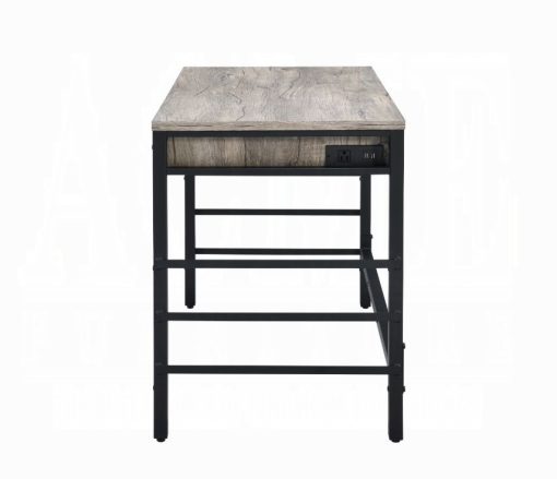 Acme Disho Light Weathered Oak & Black Writing Desk with USB - Image 6