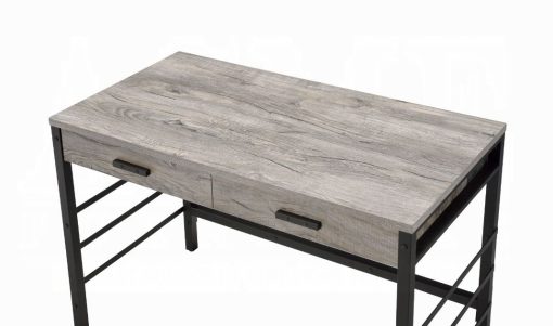 Acme Disho Light Weathered Oak & Black Writing Desk with USB - Image 7
