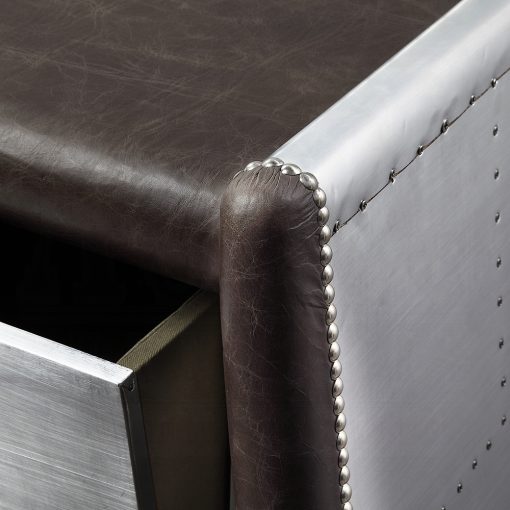 Acme Brancaster Distress Chocolate Top Grain Leather & Aluminum Executive Writing Desk - Image 5