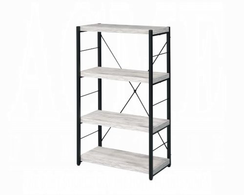 Acme Jurgen Antique White & Black Bookshelf