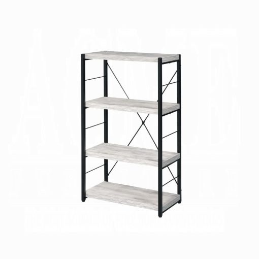 Acme Jurgen Antique White & Black Bookshelf