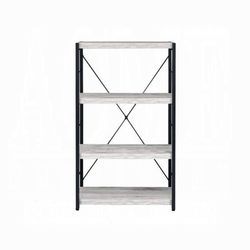 Acme Jurgen Antique White & Black Bookshelf