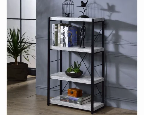 Acme Jurgen Antique White & Black Bookshelf