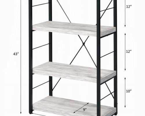 Acme Jurgen Antique White & Black Bookshelf