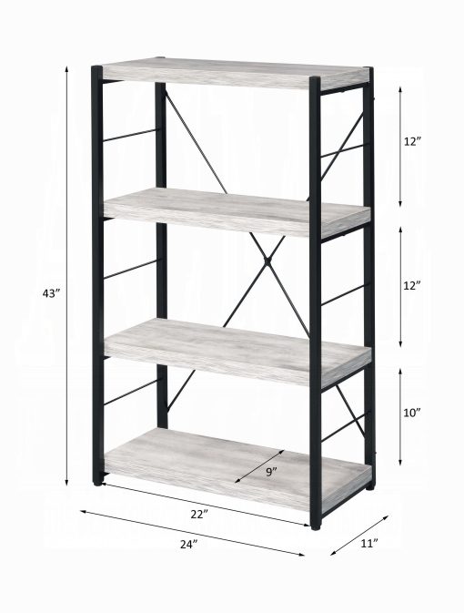 Acme Jurgen Antique White & Black Bookshelf