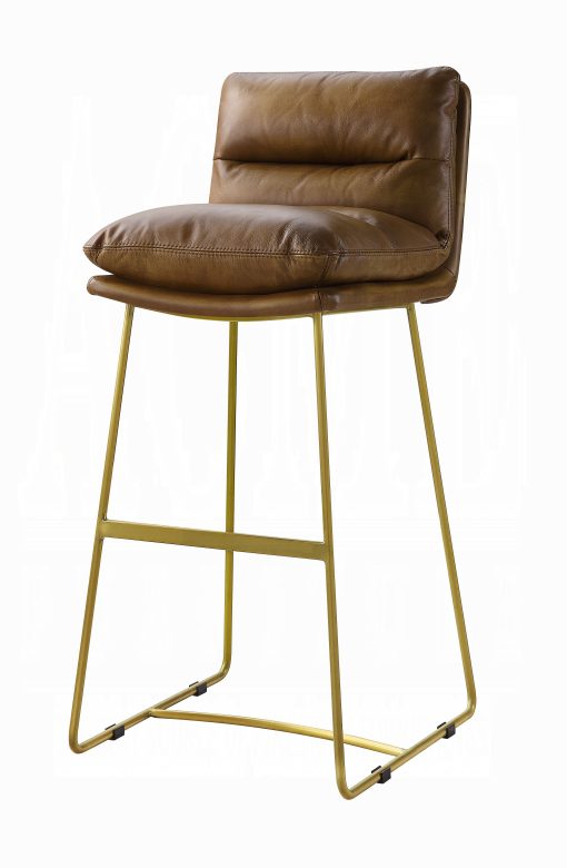 Acme Alsey Saddle Brown Top Grain Leather Bar Chair - Image 2