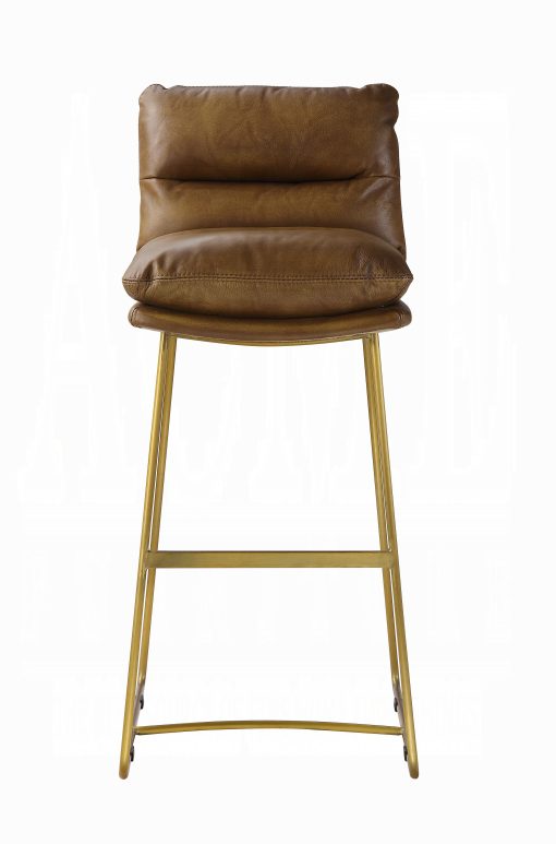Acme Alsey Saddle Brown Top Grain Leather Bar Chair - Image 3