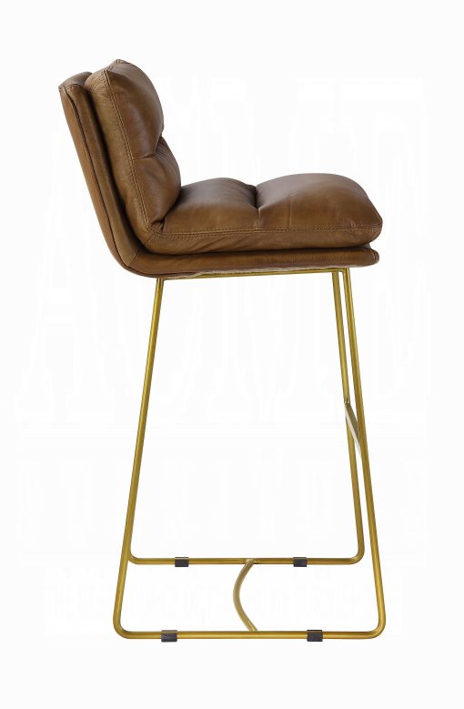 Acme Alsey Saddle Brown Top Grain Leather Bar Chair - Image 4