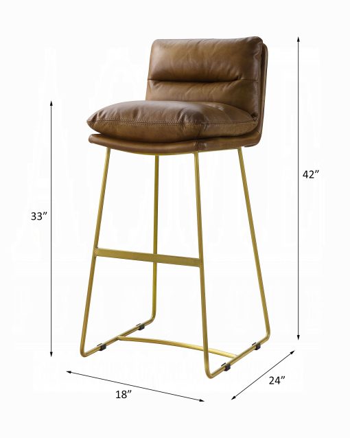 Acme Alsey Saddle Brown Top Grain Leather Bar Chair - Image 7