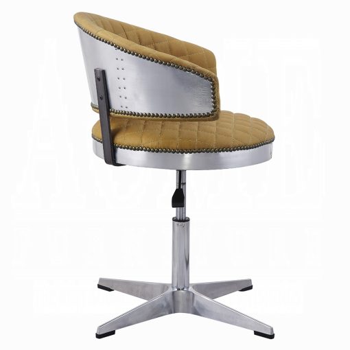 Acme Brancaster Turmeric Top Grain Leather & Chrome Adjustable Stool with Swivel - Image 4