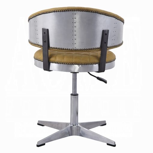 Acme Brancaster Turmeric Top Grain Leather & Chrome Adjustable Stool with Swivel - Image 5