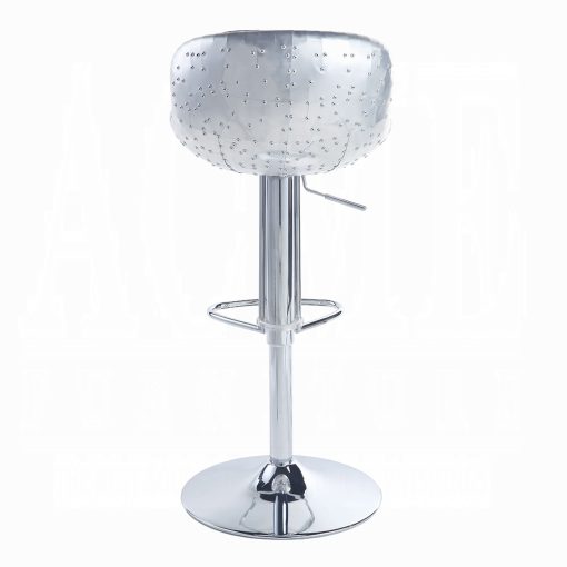 Acme Brancaster Vintage Brown Top Grain Leather & Aluminum Adjustable Stool with Swivel - Image 4